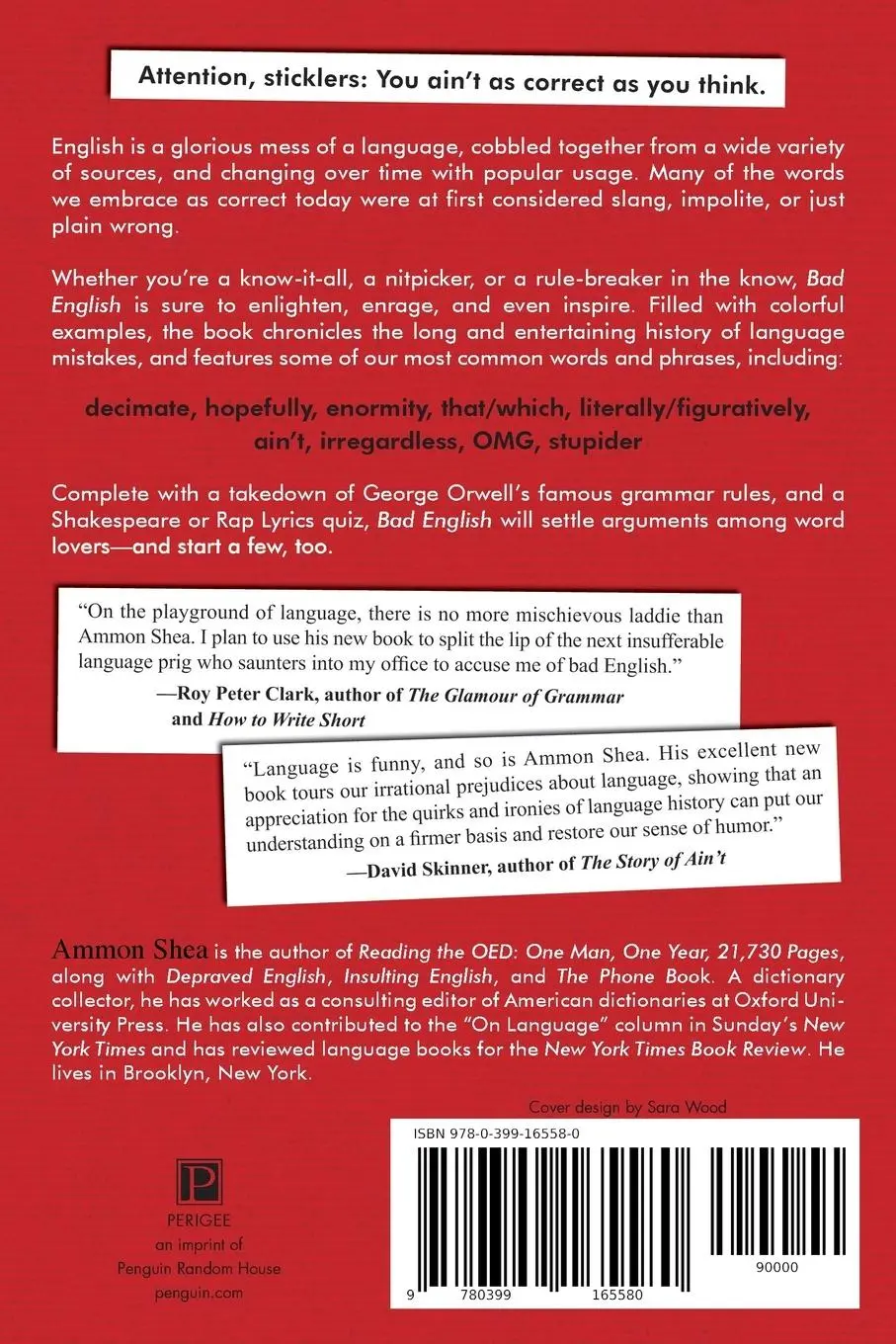 Rückseite: 9780399165580 | Bad English | A History of Linguistic Aggravation | Ammon Shea | Buch