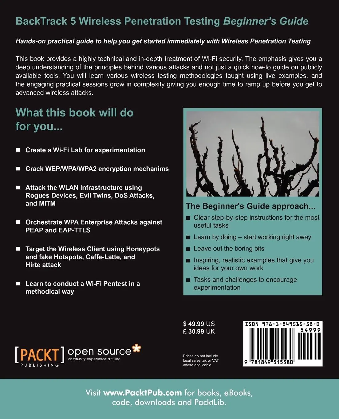 Rückseite: 9781849515580 | Backtrack 5 Wireless Penetration Testing Beginner's Guide | Buch