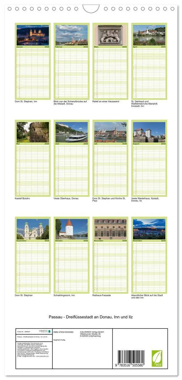 Bild: 9783516505580 | Familienplaner 2026 - Passau - Dreiflüssestadt an Donau, Inn und...