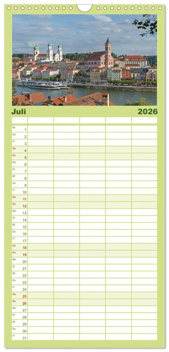 Bild: 9783516505580 | Familienplaner 2026 - Passau - Dreiflüssestadt an Donau, Inn und...