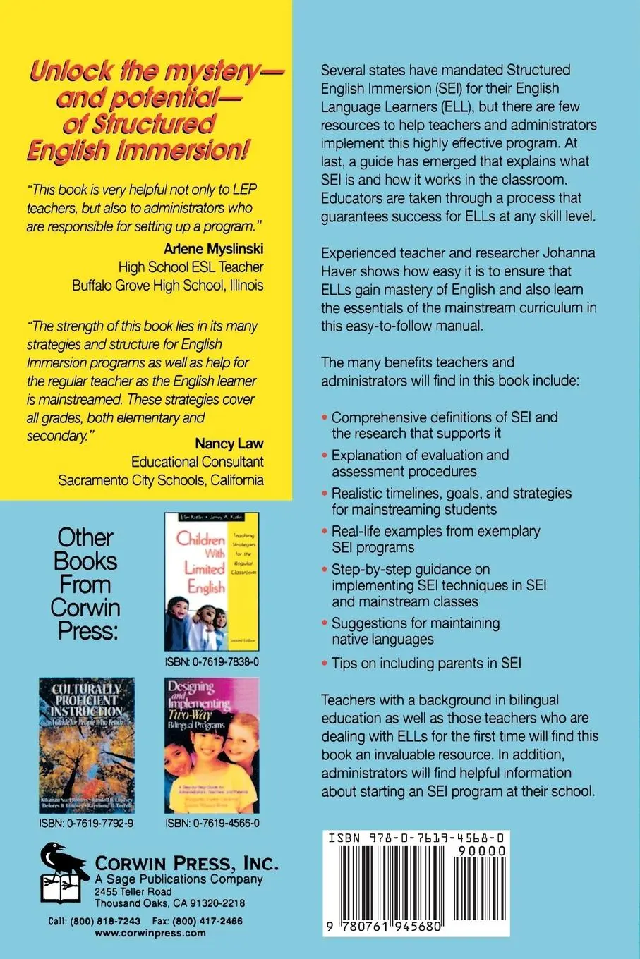 Rückseite: 9780761945680 | Structured English Immersion | Johanna J. Haver | Taschenbuch | 2002