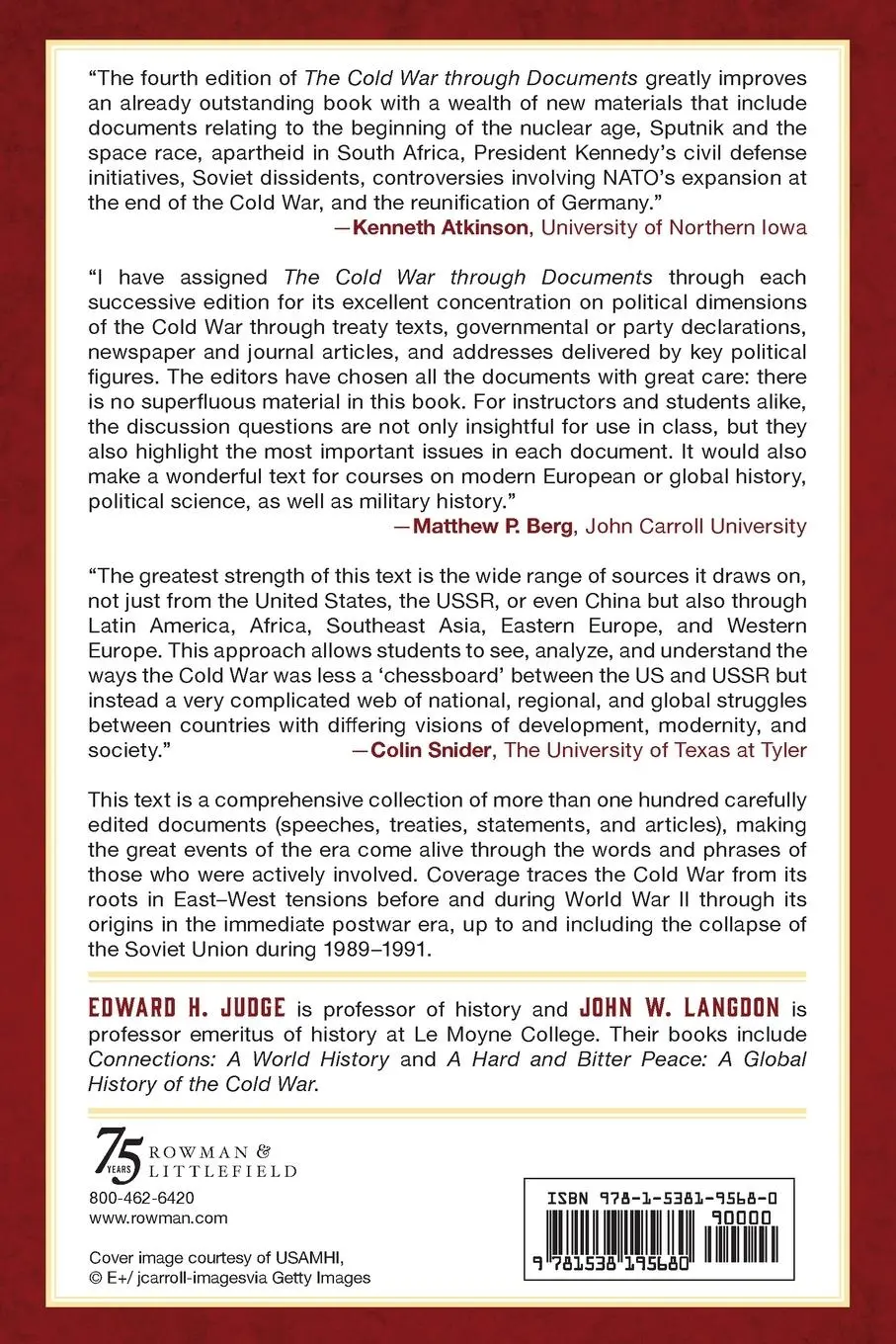 Rückseite: 9781538195680 | Cold War through Documents | A Global History | Judge (u. a.) | Buch