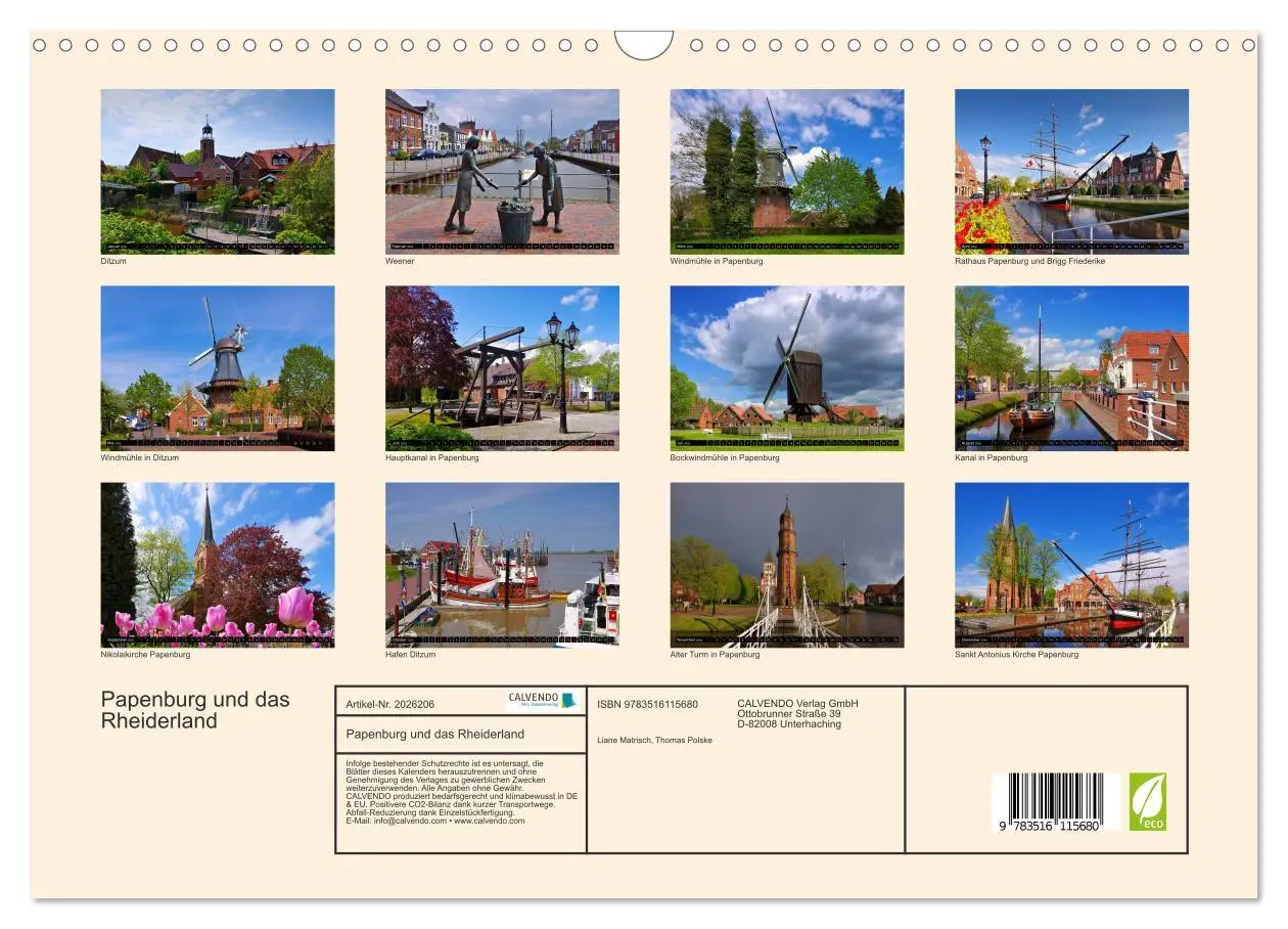 Bild: 9783516115680 | Papenburg und das Rheiderland (Wandkalender 2026 DIN A3 quer),...