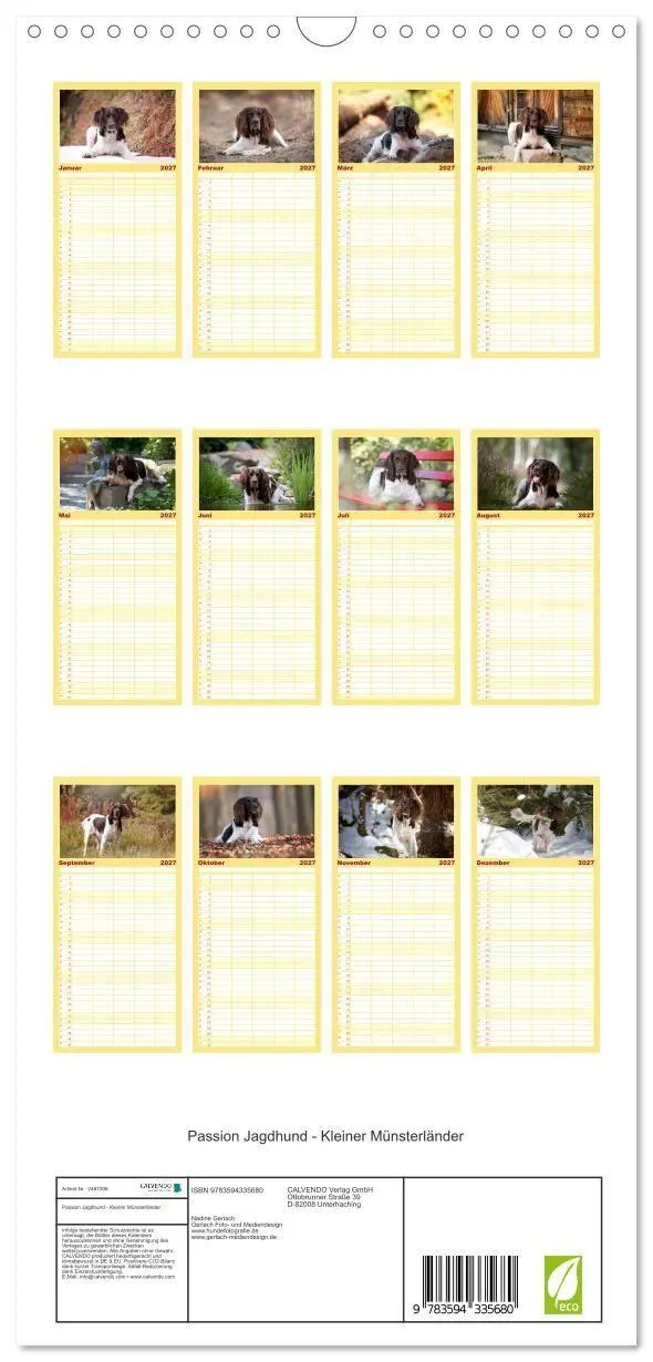 Bild: 9783594335680 | Familienplaner 2027 - Passion Jagdhund - Kleiner Münsterländer mit...