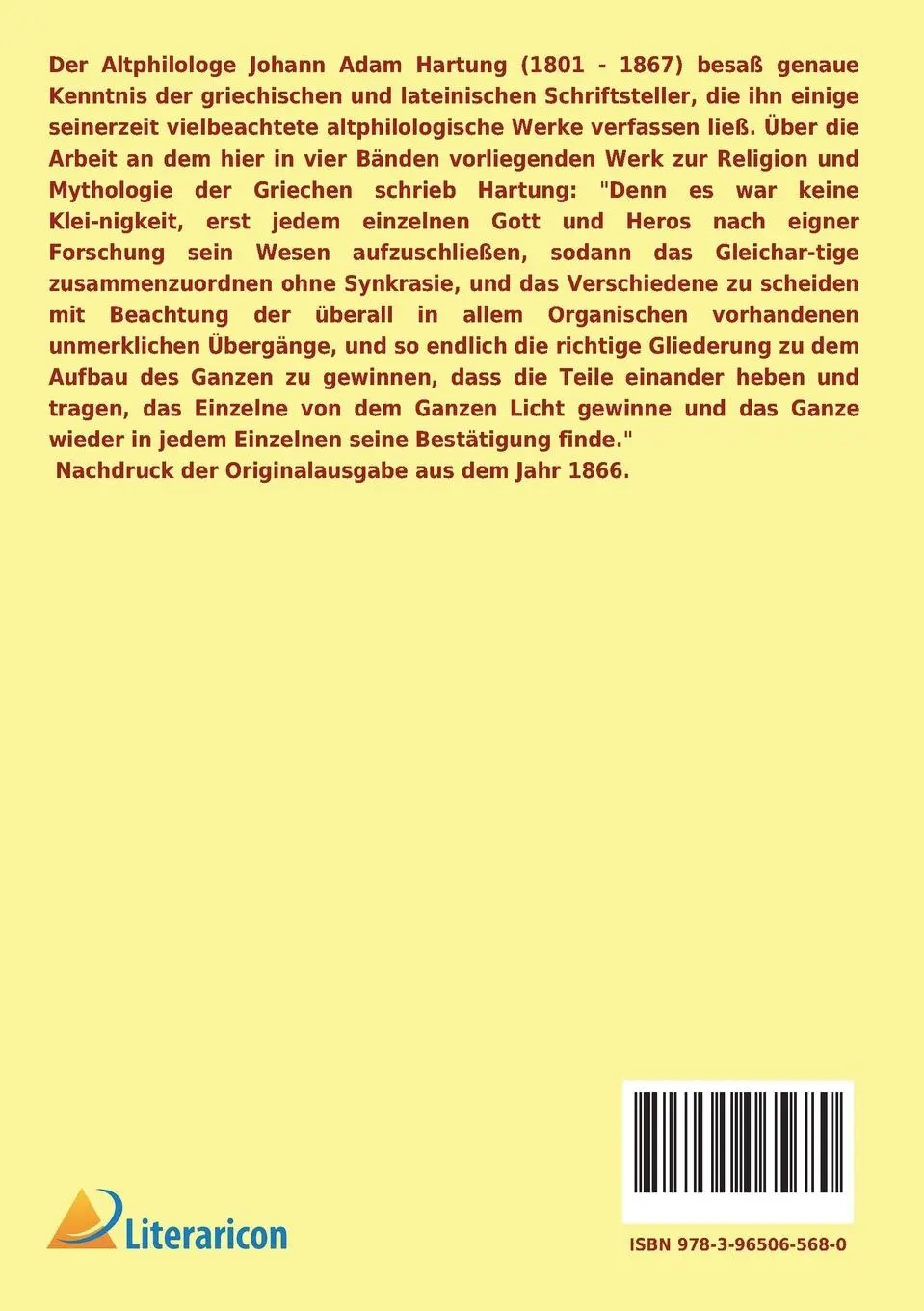 Rückseite: 9783965065680 | Die Religion und Mythologie der Griechen | Johann Adam Hartung | Buch