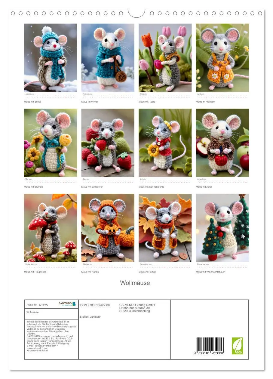 Bild: 9783516265880 | Wollmäuse (Wandkalender 2026 DIN A3 hoch), CALVENDO Monatskalender