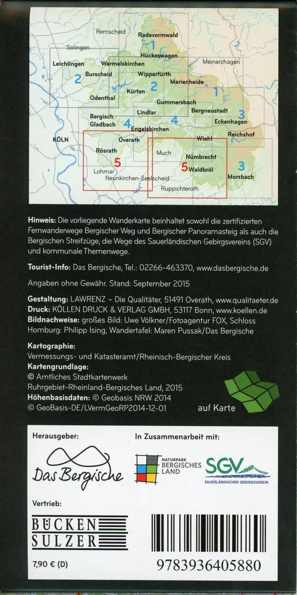 Bild: 9783936405880 | Naturpark Bergisches Land 1:25.004 | Naturarena | (Land-)Karte | 1 S.
