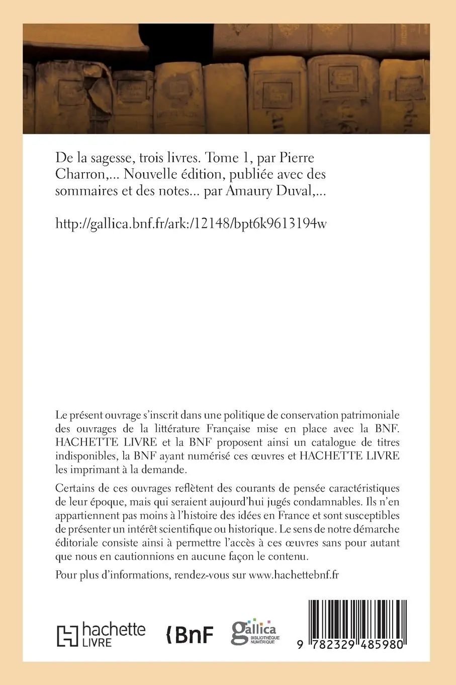 Rückseite: 9782329485980 | de la Sagesse. Tome 1 | Pierre Charron (u. a.) | Taschenbuch | 2020