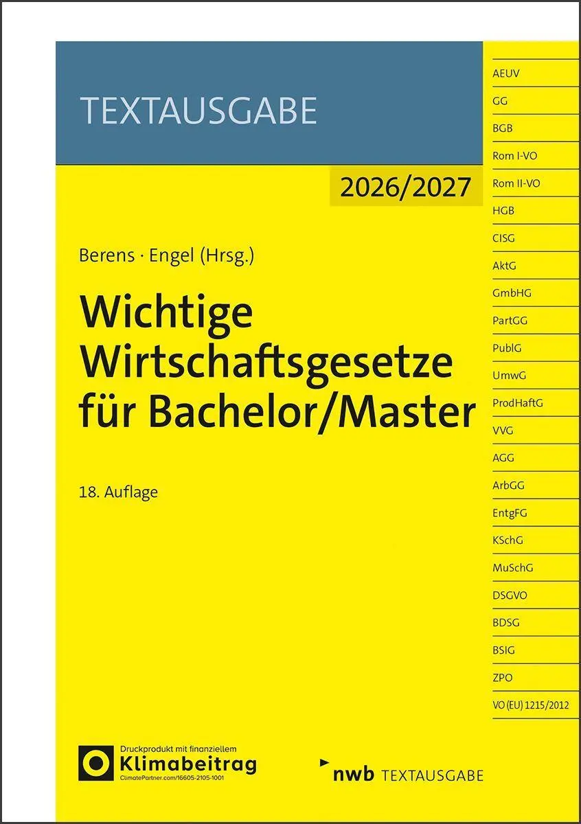 Cover: 9783482675980 | Wichtige Wirtschaftsgesetze für Bachelor/Master | Berens (u. a.)