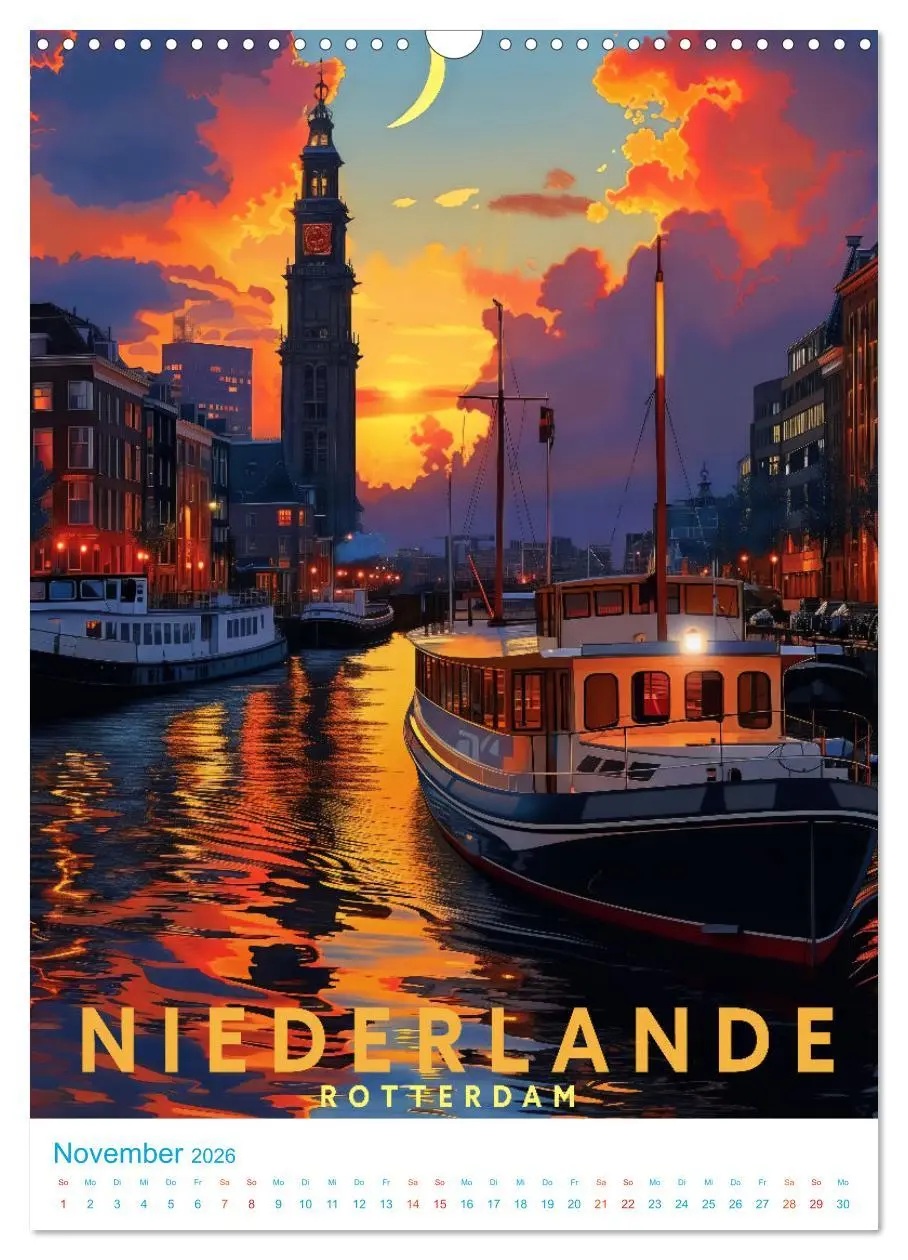 Bild: 9783516255980 | Niederlande - Old School Poster Style (Wandkalender 2026 DIN A3...