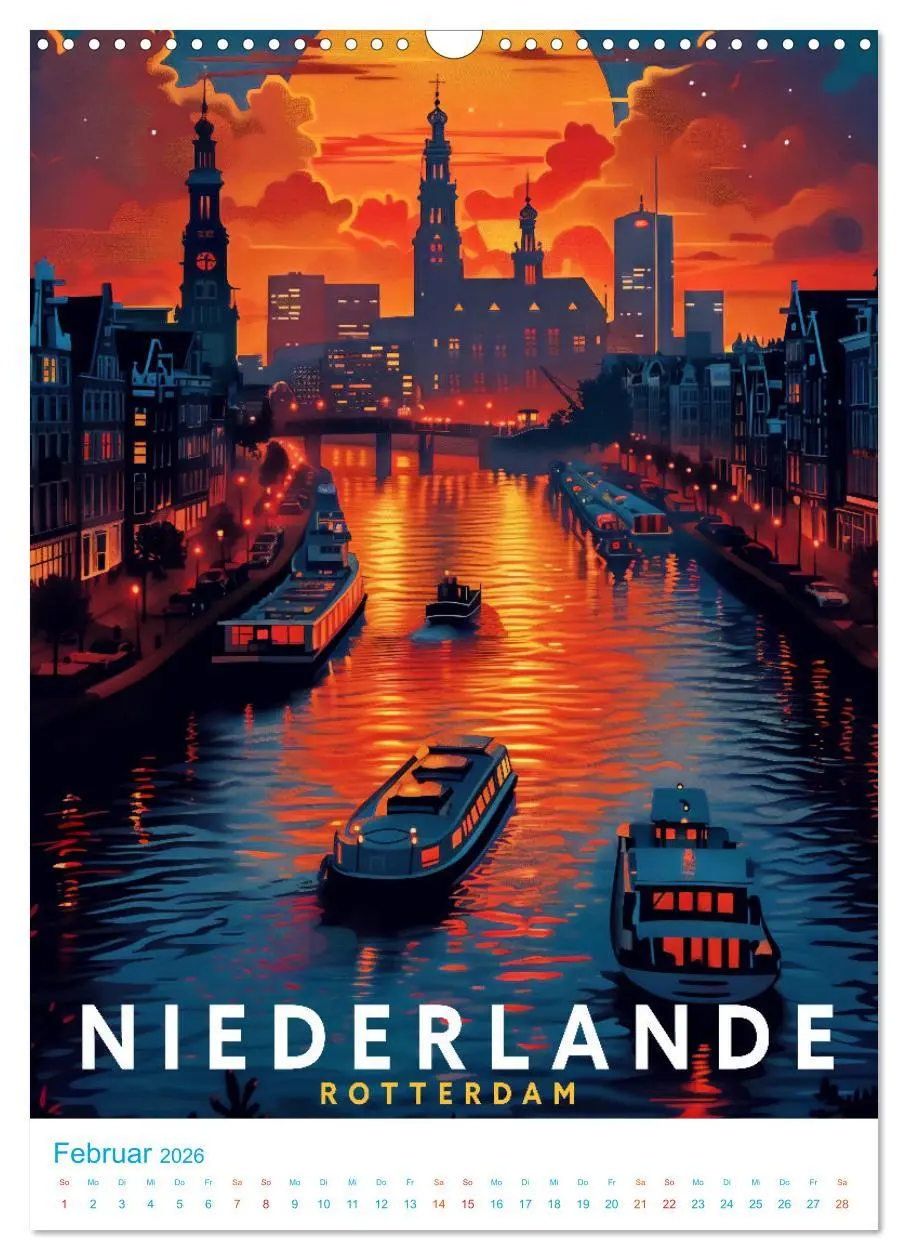 Bild: 9783516255980 | Niederlande - Old School Poster Style (Wandkalender 2026 DIN A3...