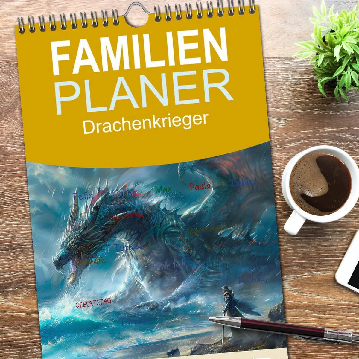 Bild: 9783516495980 | Familienplaner 2026 - Drachenkrieger mit 5 Spalten (Wandkalender,...