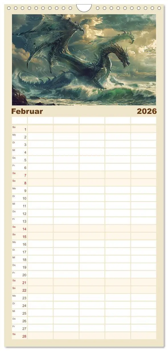 Bild: 9783516495980 | Familienplaner 2026 - Drachenkrieger mit 5 Spalten (Wandkalender,...