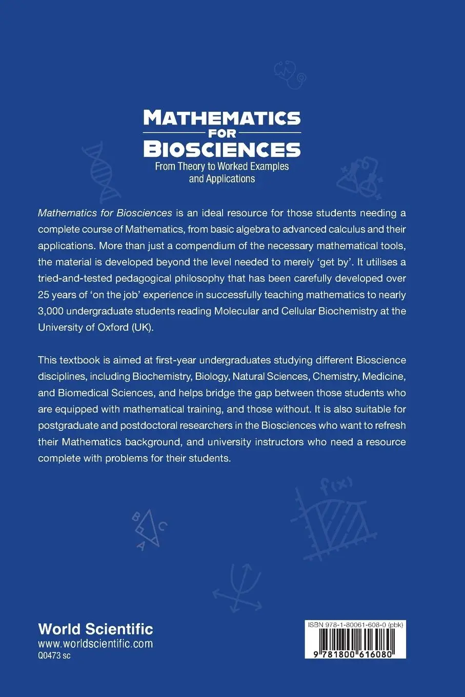 Rückseite: 9781800616080 | MATHEMATICS FOR BIOSCIENCES | Garman Elspeth F | Taschenbuch | 2025