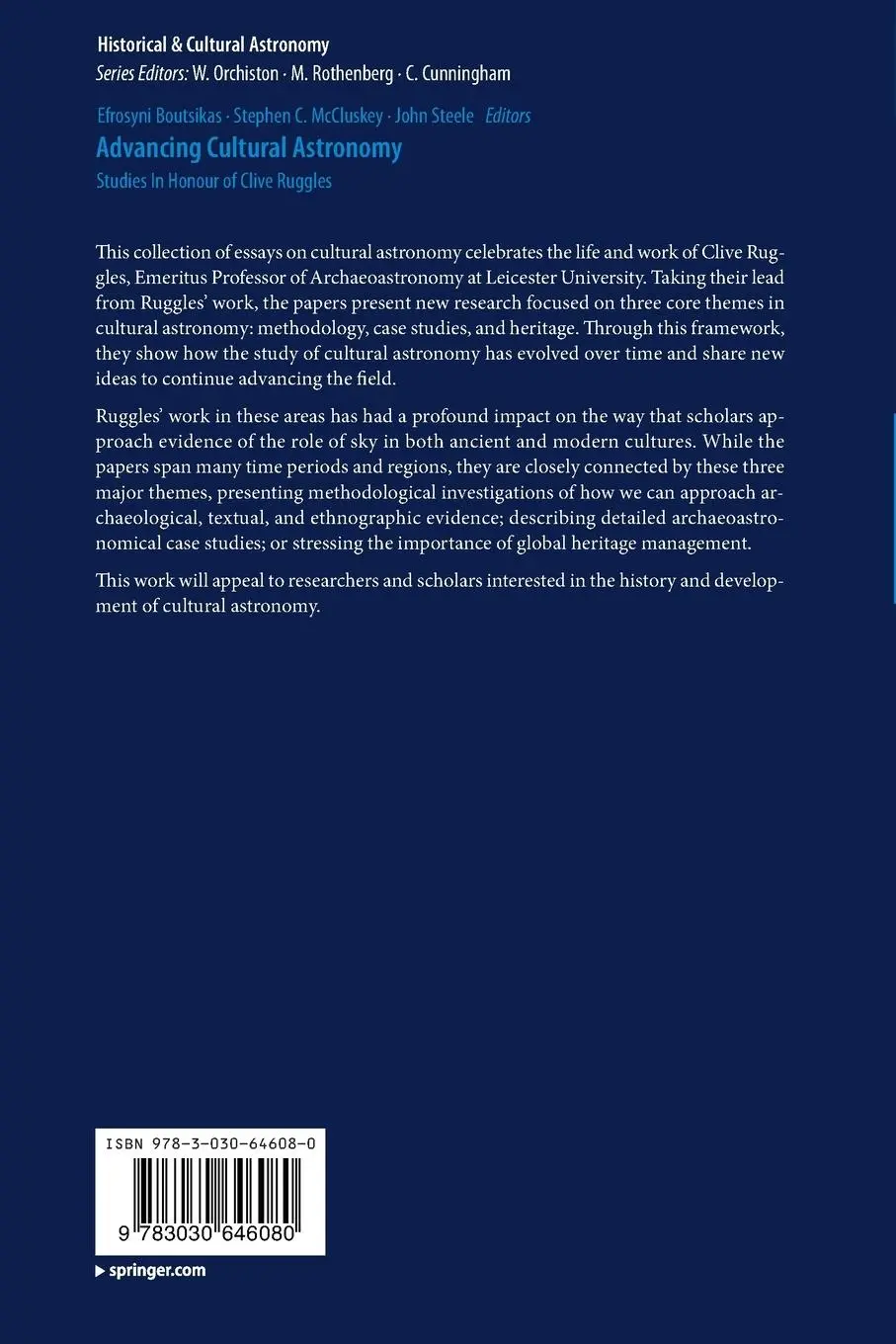 Rückseite: 9783030646080 | Advancing Cultural Astronomy | Studies In Honour of Clive Ruggles | x