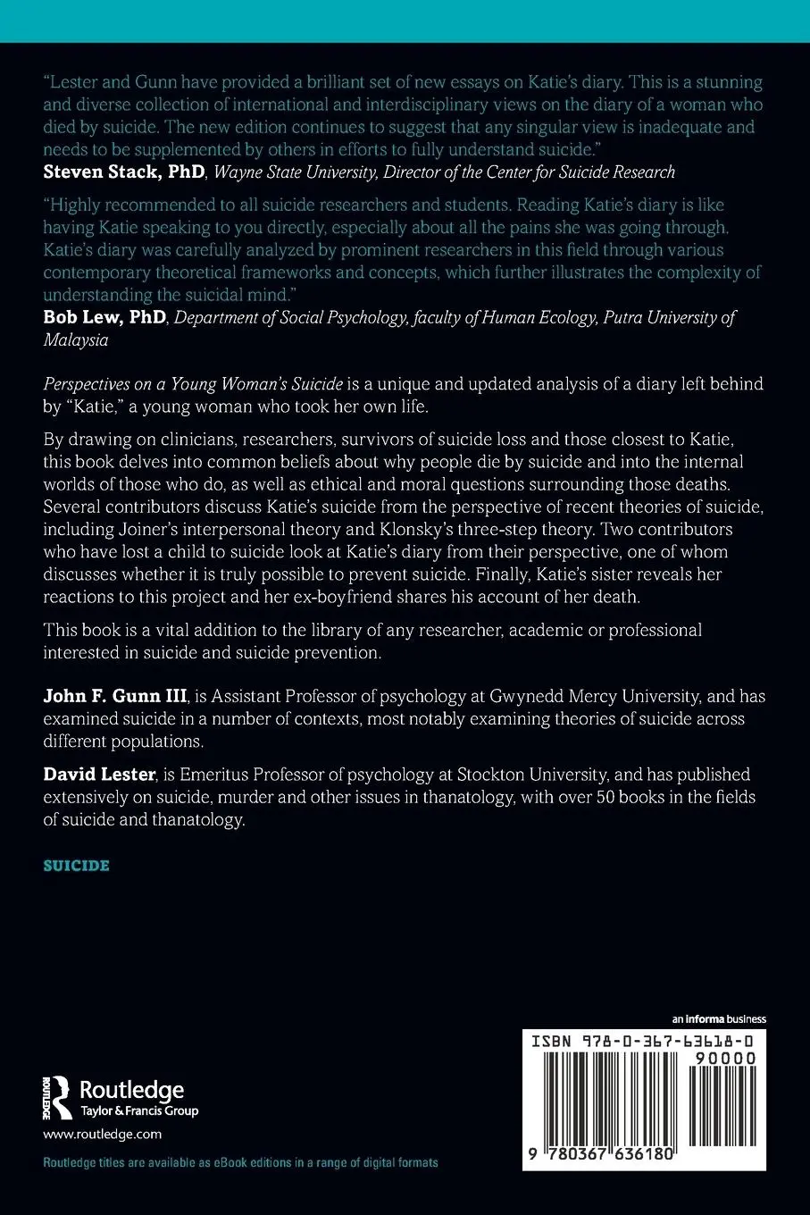 Rückseite: 9780367636180 | Perspectives on a Young Woman's Suicide | A Study of a Diary | Buch