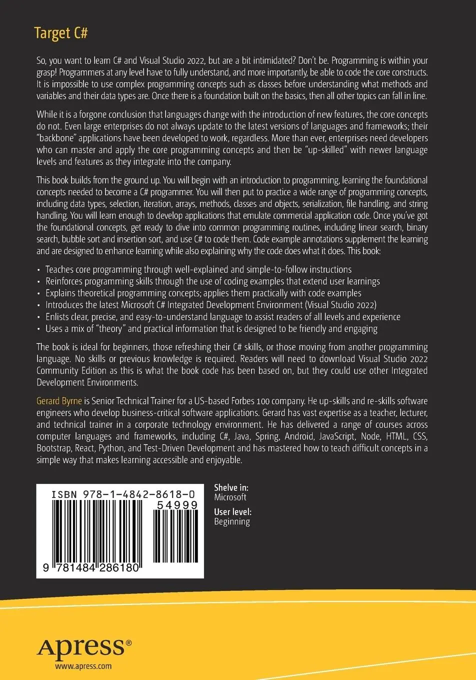 Rückseite: 9781484286180 | Target C | Simple Hands-On Programming with Visual Studio 2022 | Byrne
