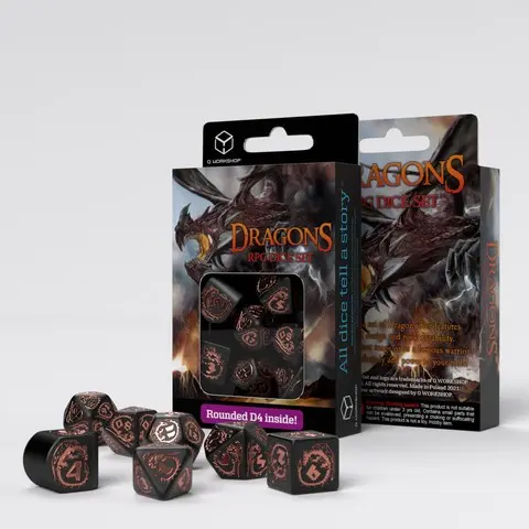 Cover: 5907699496280 | Dragons Modern Dice Set: Obsidian | Q-Workshop | EAN 5907699496280