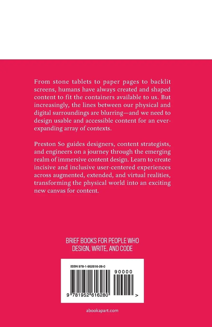 Rückseite: 9781952616280 | Immersive Content and Usability | Preston So | Taschenbuch | Englisch