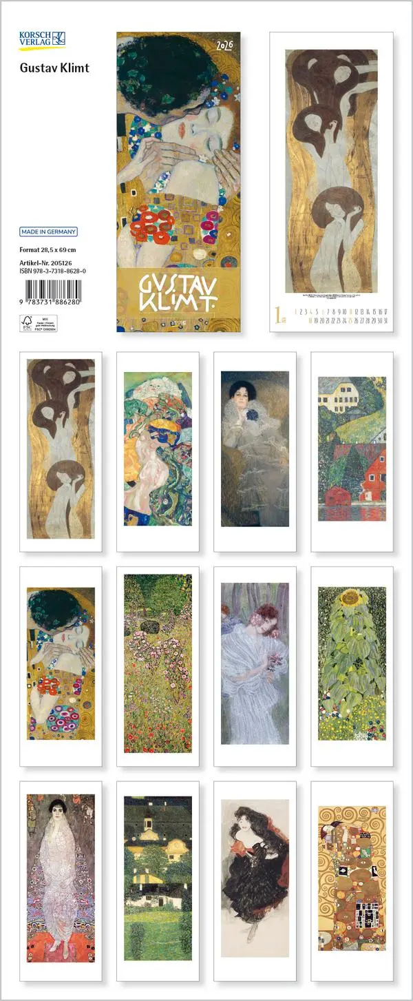 Bild: 9783731886280 | Gustav Klimt 2026 | Verlag Korsch | Kalender | Spiralbindung | 14 S.