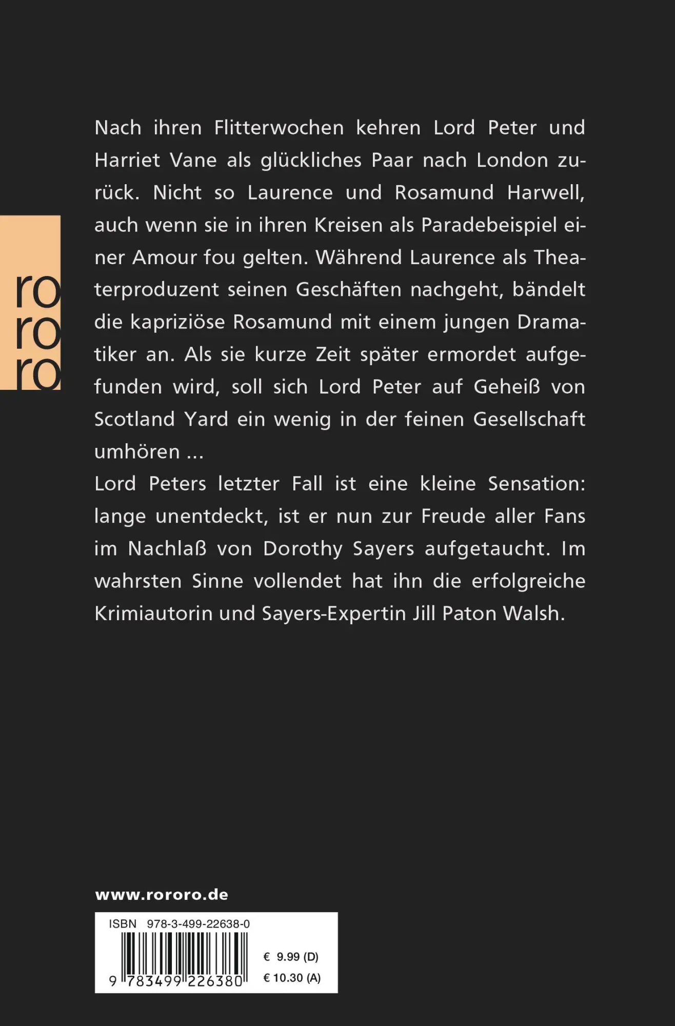 Rückseite: 9783499226380 | In feiner Gesellschaft | Lord Peters letzter Fall | Sayers (u. a.)