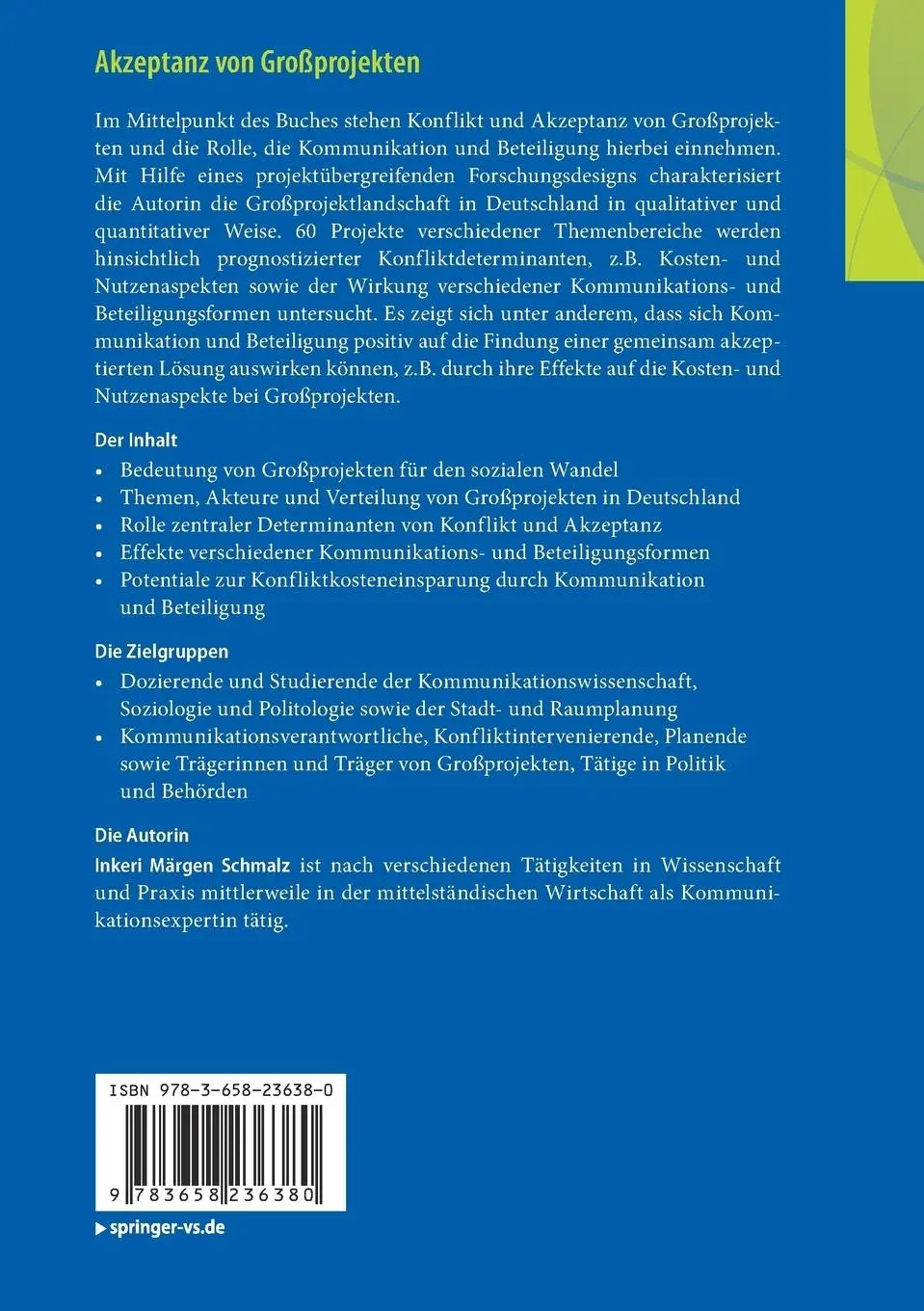 Rückseite: 9783658236380 | Akzeptanz von Großprojekten | Inkeri Märgen Schmalz | Taschenbuch