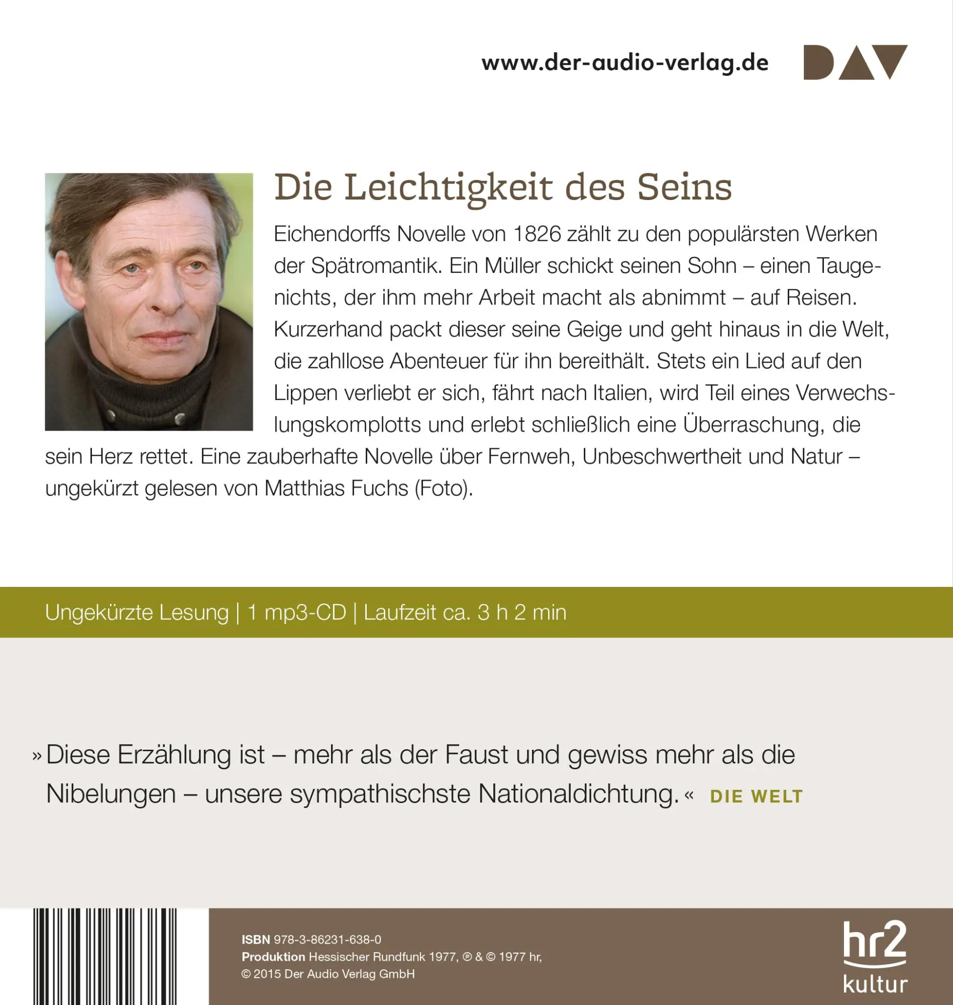 Rückseite: 9783862316380 | Aus dem Leben eines Taugenichts | Ungekürzte Lesung | Eichendorff