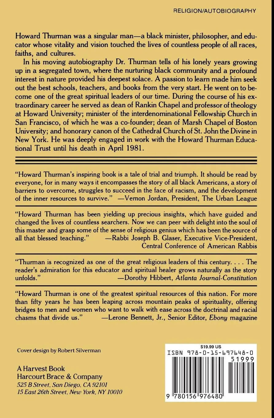 Rückseite: 9780156976480 | With Head and Heart | The Autobiography of Howard Thurman | Thurman