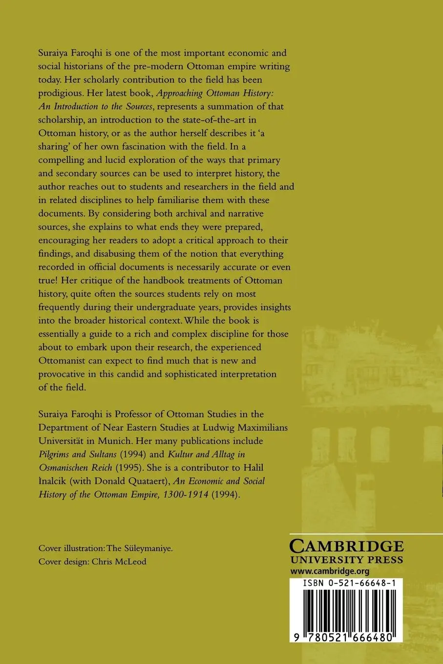 Rückseite: 9780521666480 | Approaching Ottoman History | An Introduction to the Sources | Faroqhi