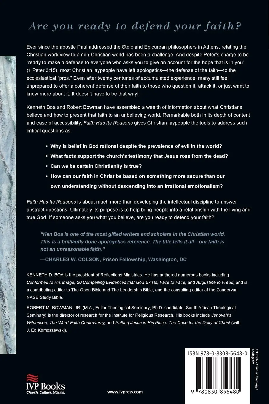 Rückseite: 9780830856480 | Faith Has Its Reasons | Kenneth Boa (u. a.) | Taschenbuch | Englisch