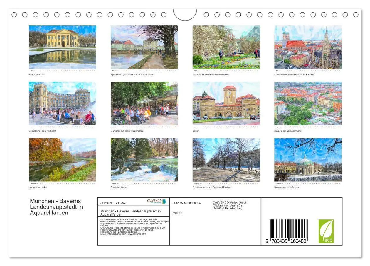 Bild: 9783435166480 | München - Bayerns Landeshauptstadt in Aquarellfarben (Wandkalender...