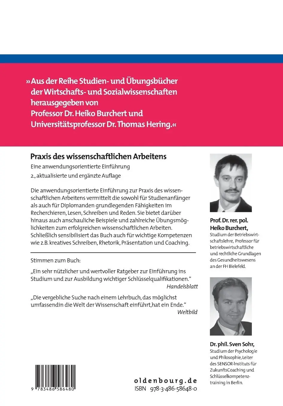 Rückseite: 9783486586480 | Praxis des wissenschaftlichen Arbeitens | Heiko Burchert (u. a.)