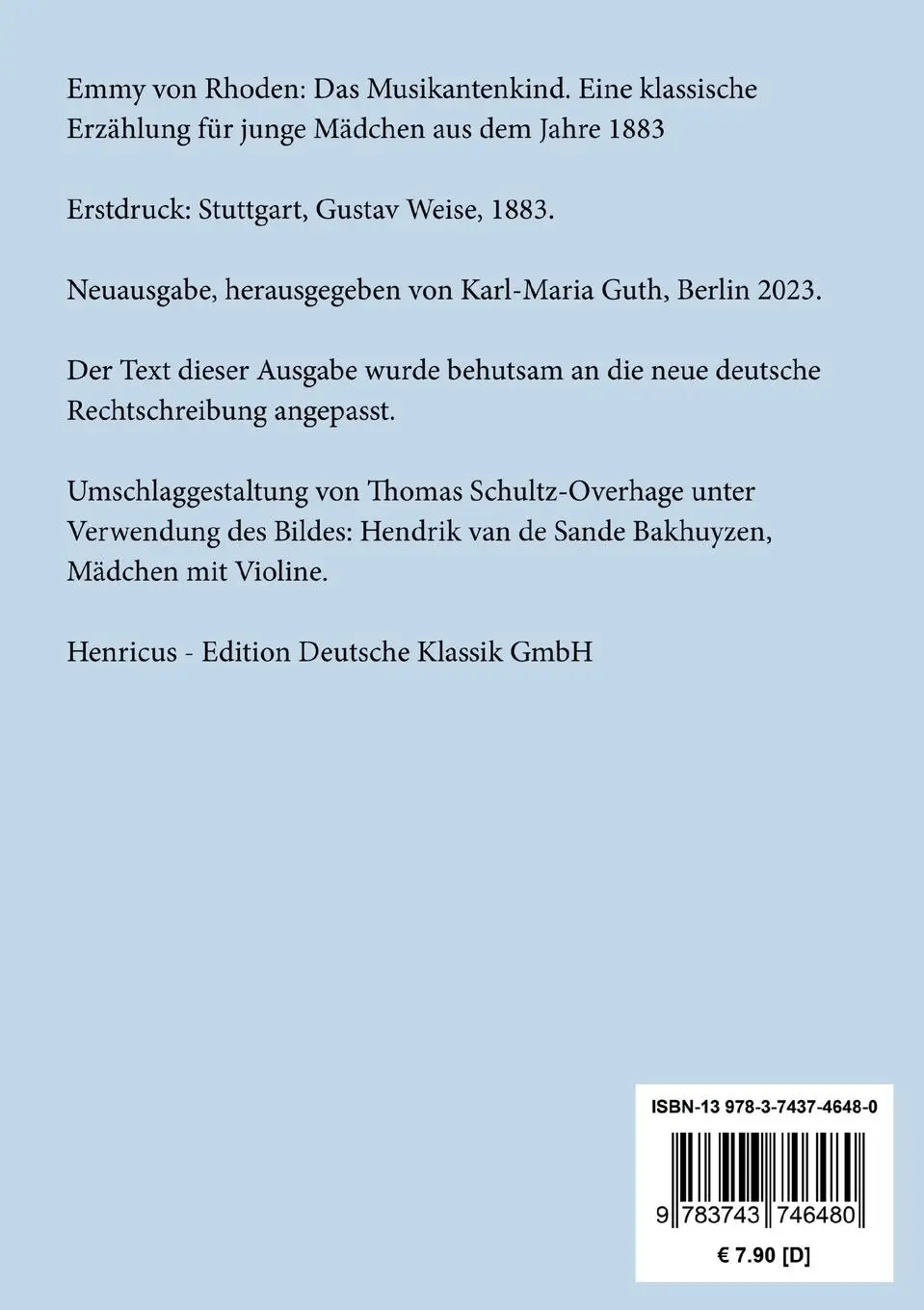 Rückseite: 9783743746480 | Das Musikantenkind | Emmy Von Rhoden | Taschenbuch | Paperback | 68 S.