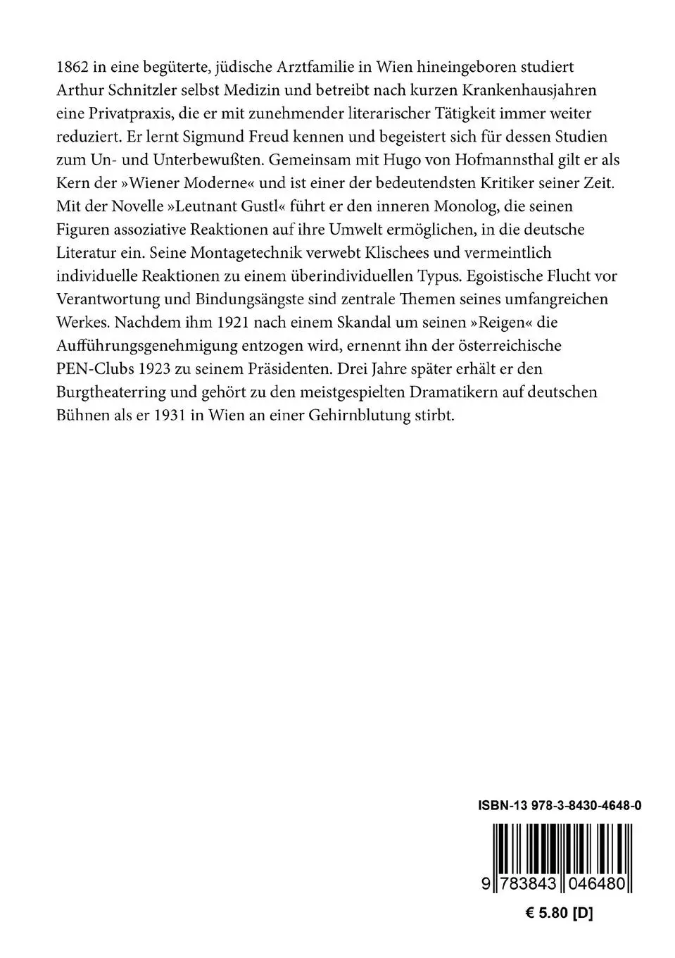 Rückseite: 9783843046480 | Die Frau des Weisen | und andere Erzählungen | Arthur Schnitzler