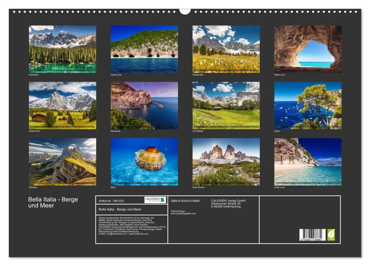 Bild: 9783457476680 | Bella Italia - Berge und Meer (Wandkalender 2026 DIN A2 quer),...