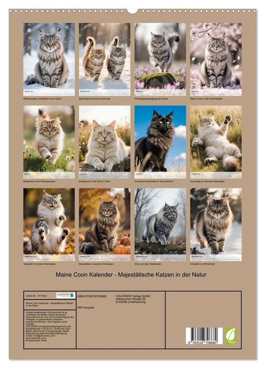 Bild: 9783516706680 | Maine Coon Kalender - Majestätische Katzen in der Natur...