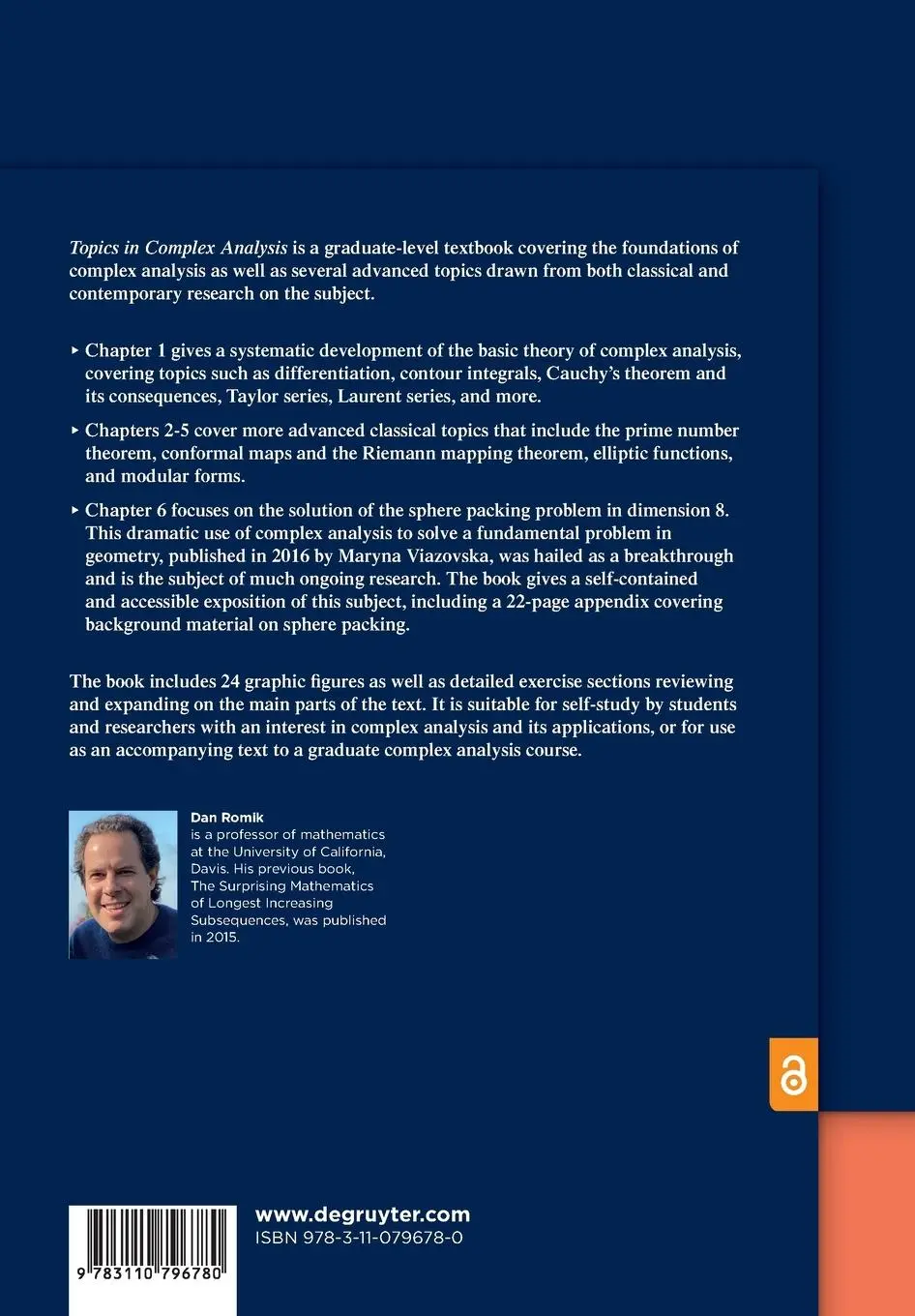 Rückseite: 9783110796780 | Topics in Complex Analysis | Dan Romik | Taschenbuch | XII | Englisch