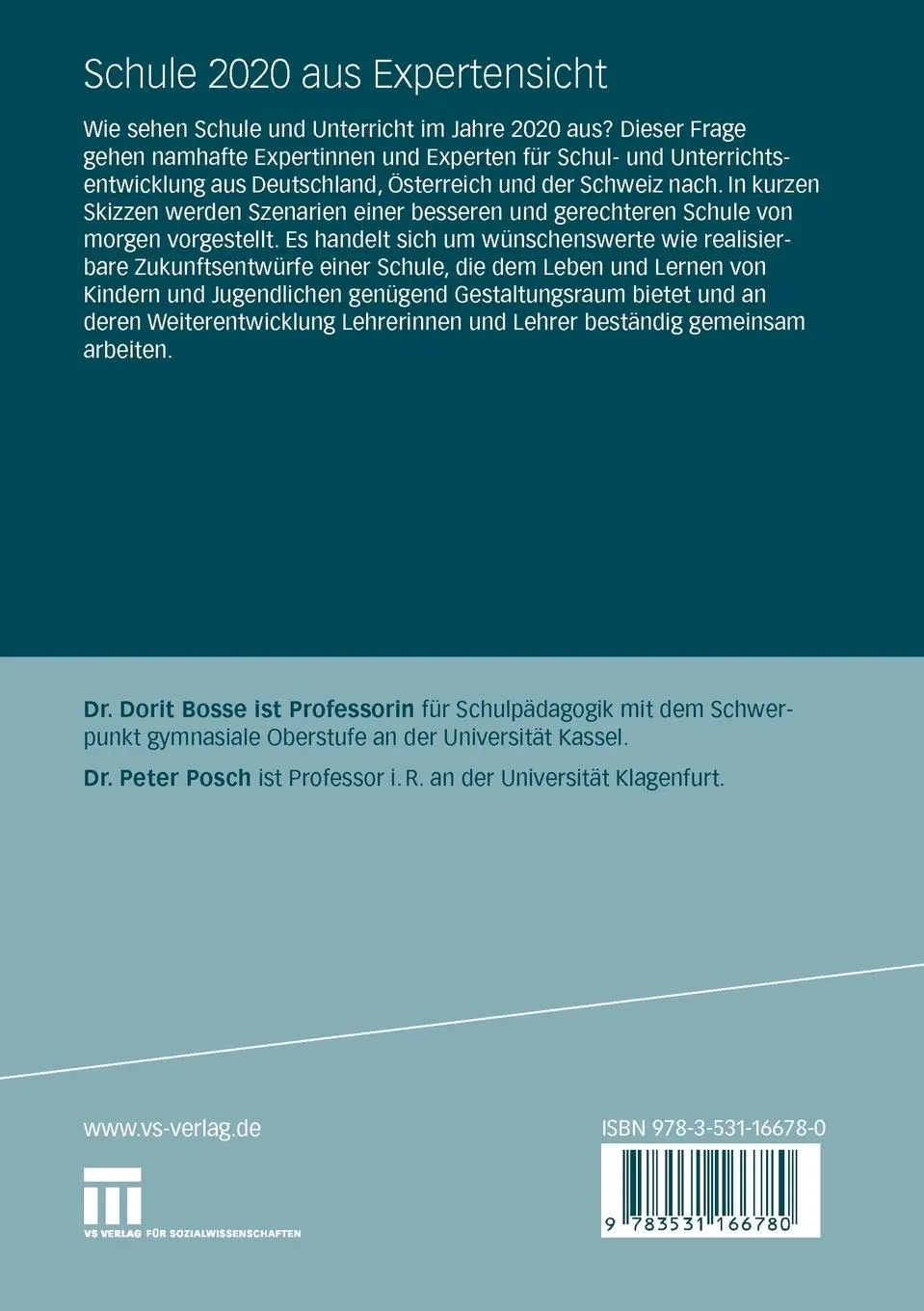 Rückseite: 9783531166780 | Schule 2020 aus Expertensicht | Peter Posch (u. a.) | Taschenbuch