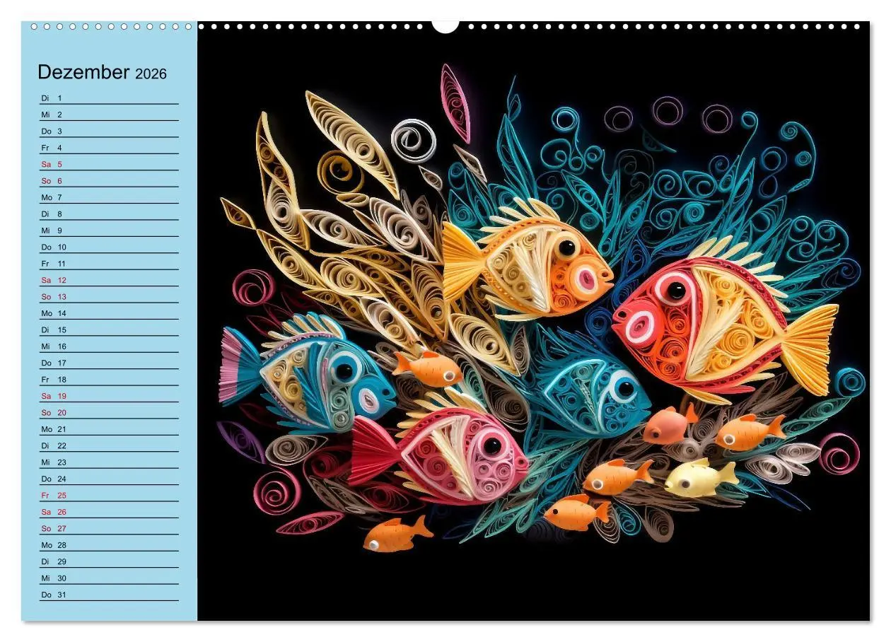 Bild: 9783457526880 | Tierwelt mit Quilling (Wandkalender 2026 DIN A2 quer), CALVENDO...