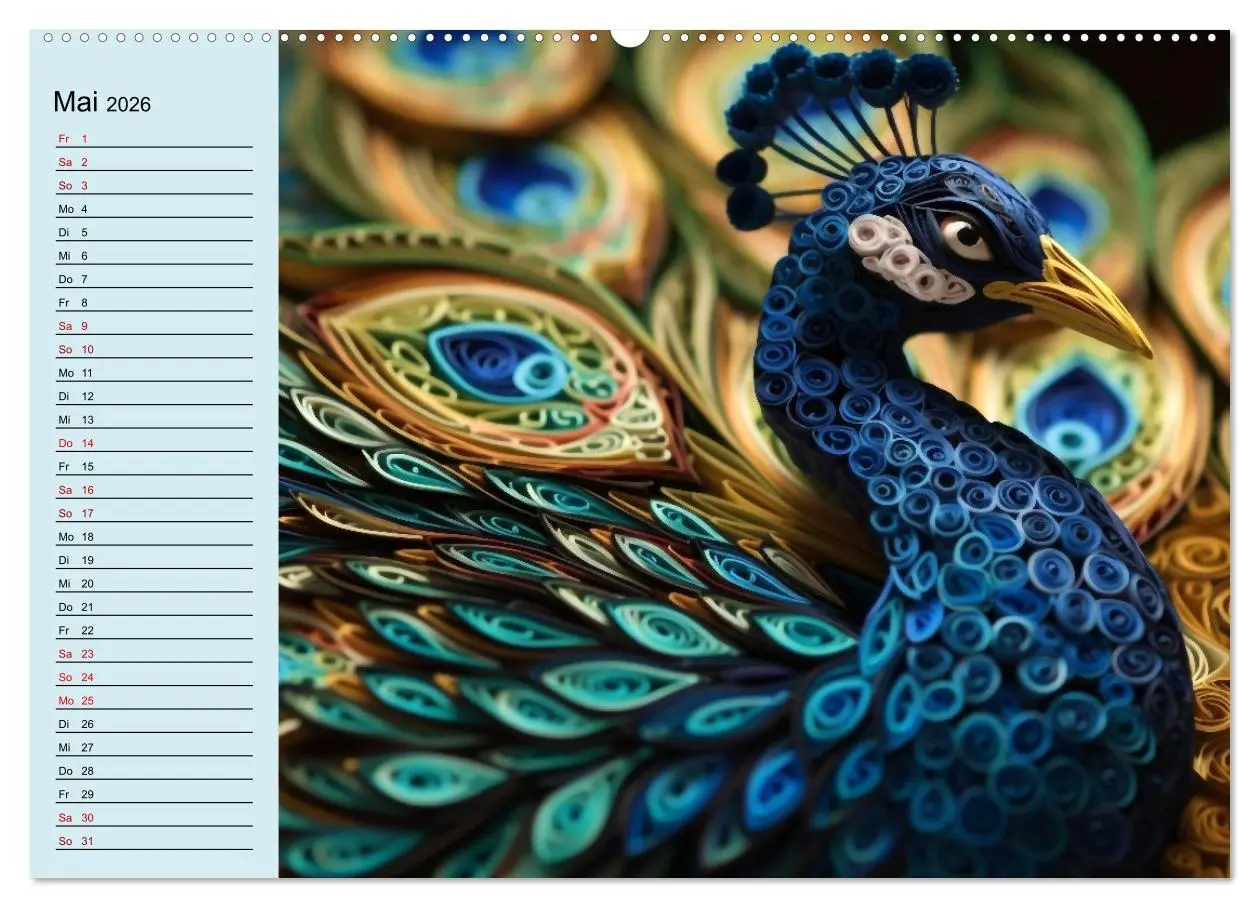 Bild: 9783457526880 | Tierwelt mit Quilling (Wandkalender 2026 DIN A2 quer), CALVENDO...