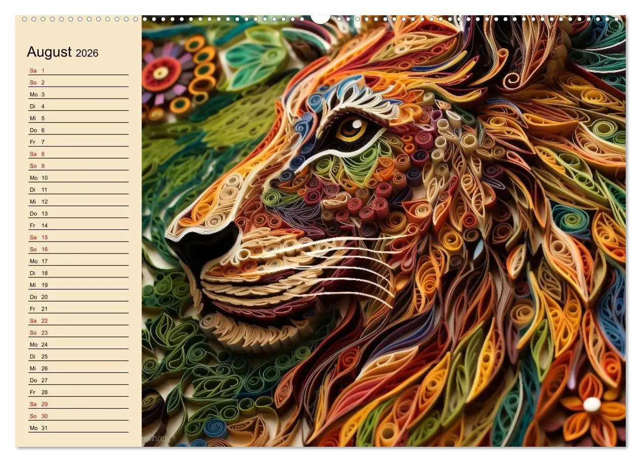 Bild: 9783457526880 | Tierwelt mit Quilling (Wandkalender 2026 DIN A2 quer), CALVENDO...