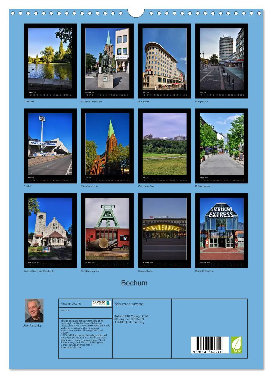 Bild: 9783516476880 | Bochum (Wandkalender 2026 DIN A3 hoch), CALVENDO Monatskalender | 2026