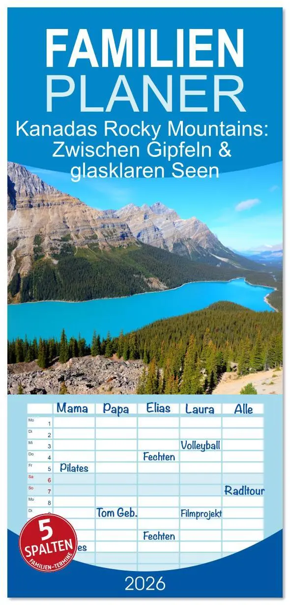 Cover: 9783516616880 | Familienplaner 2026 - Kanadas Rocky Mountains: Zwischen Gipfeln &amp;...
