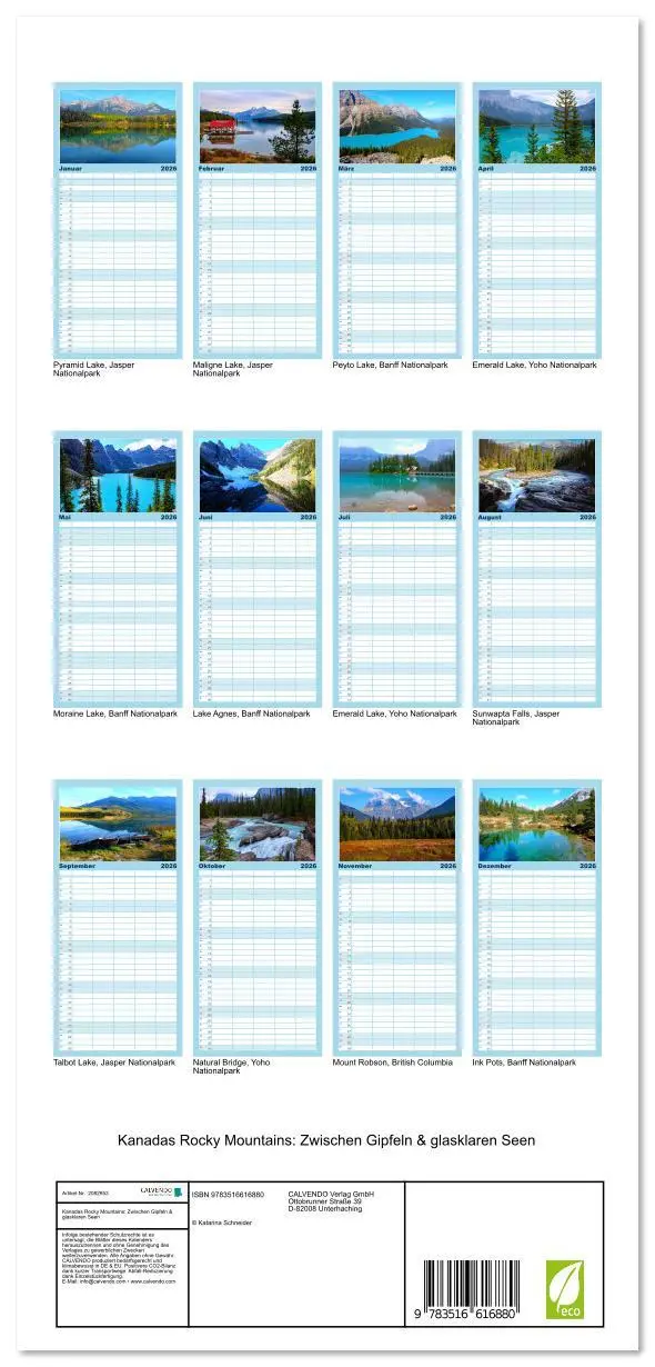 Bild: 9783516616880 | Familienplaner 2026 - Kanadas Rocky Mountains: Zwischen Gipfeln &amp;...