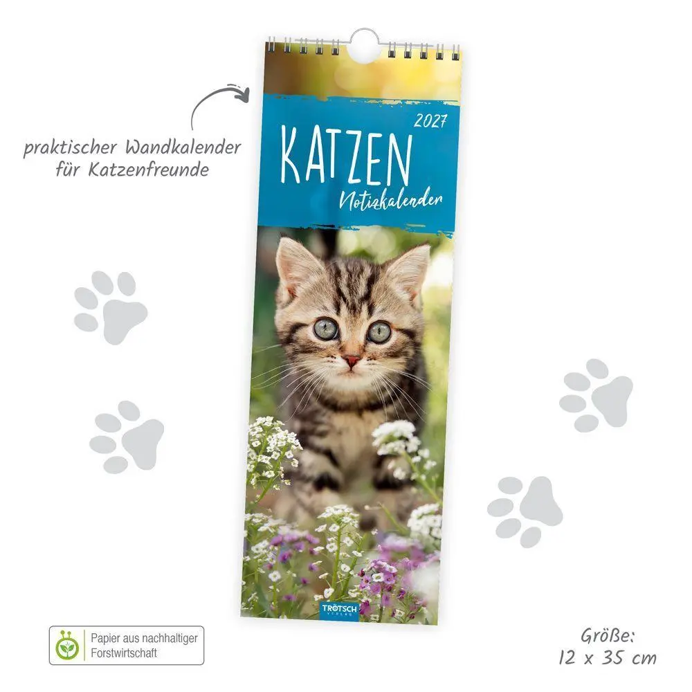 Bild: 9783988026880 | TRÖTSCH - Streifenkalender Katzen 2027 Notizkalender | KG | Kalender