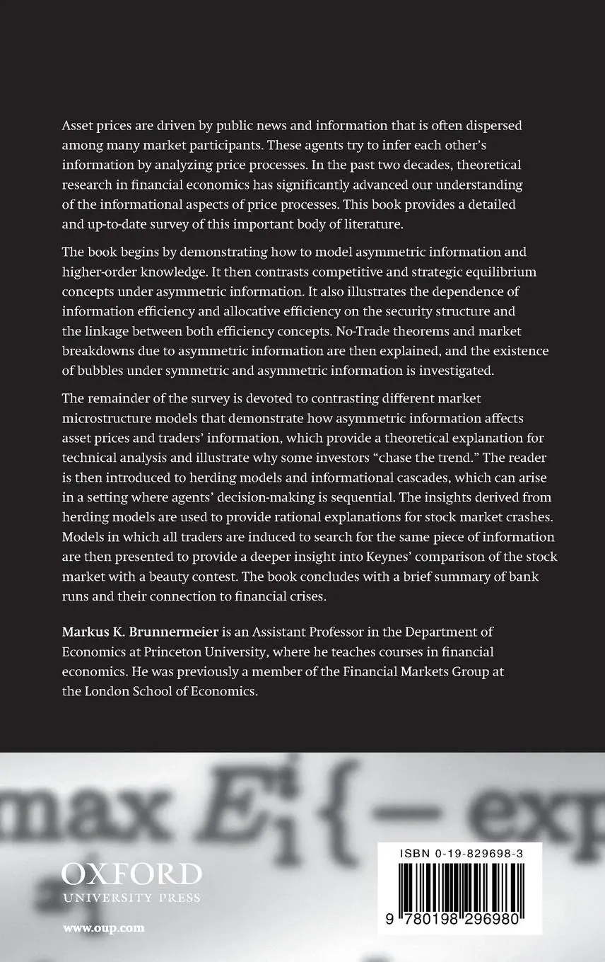 Rückseite: 9780198296980 | Asset Pricing Under Asymmetric Information | Markus K Brunnermeier