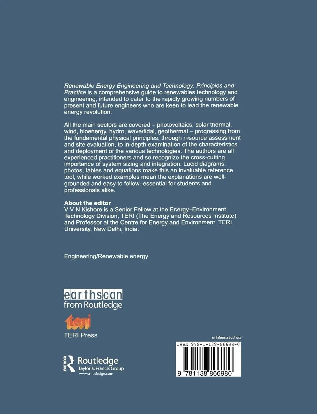 Rückseite: 9781138866980 | Renewable Energy Engineering and Technology | Principles and Practice