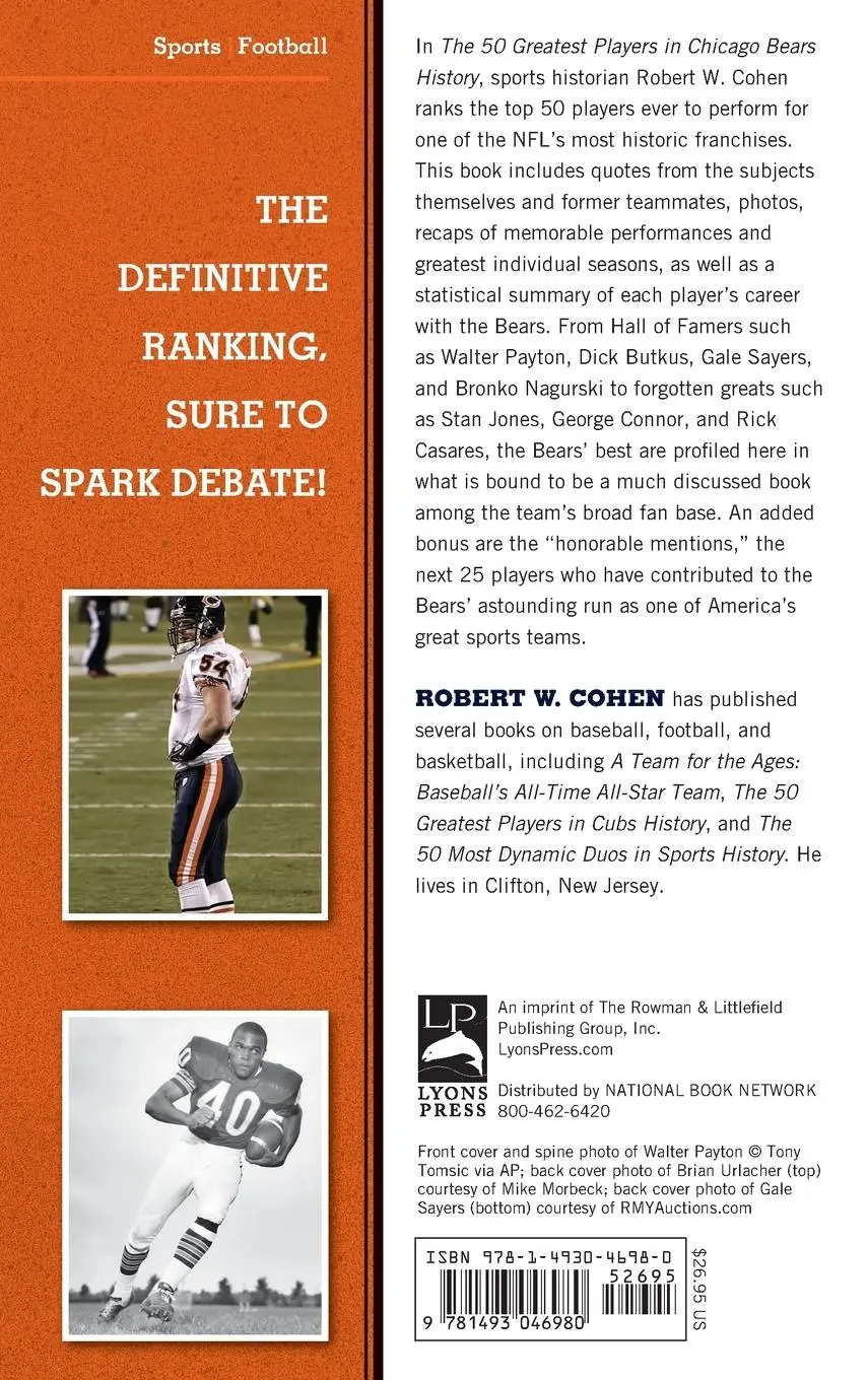 Rückseite: 9781493046980 | The 50 Greatest Players in Chicago Bears History | Robert W. Cohen