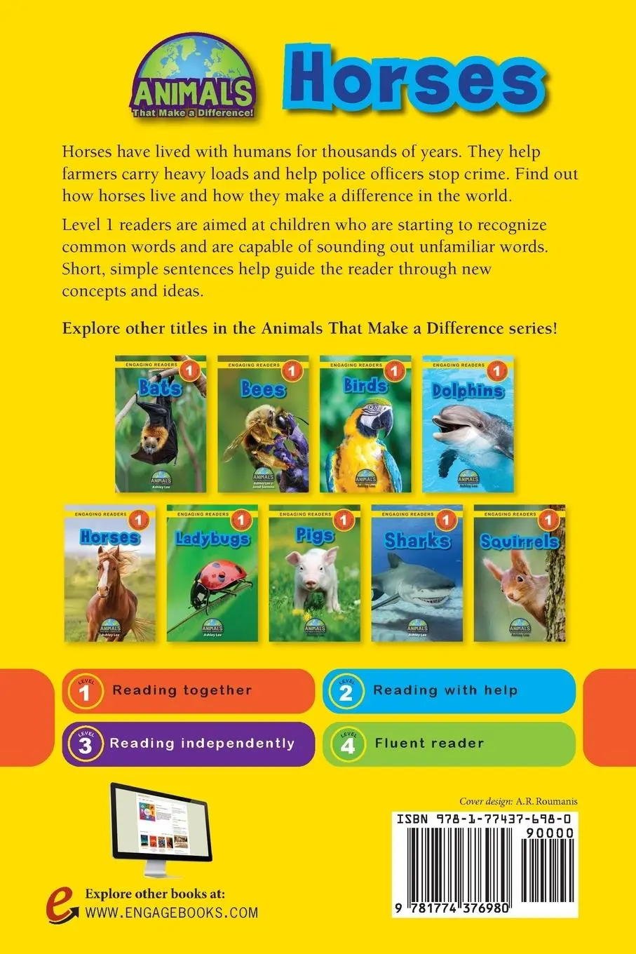 Rückseite: 9781774376980 | Horses | Animals That Make a Difference! (Engaging Readers, Level 1)