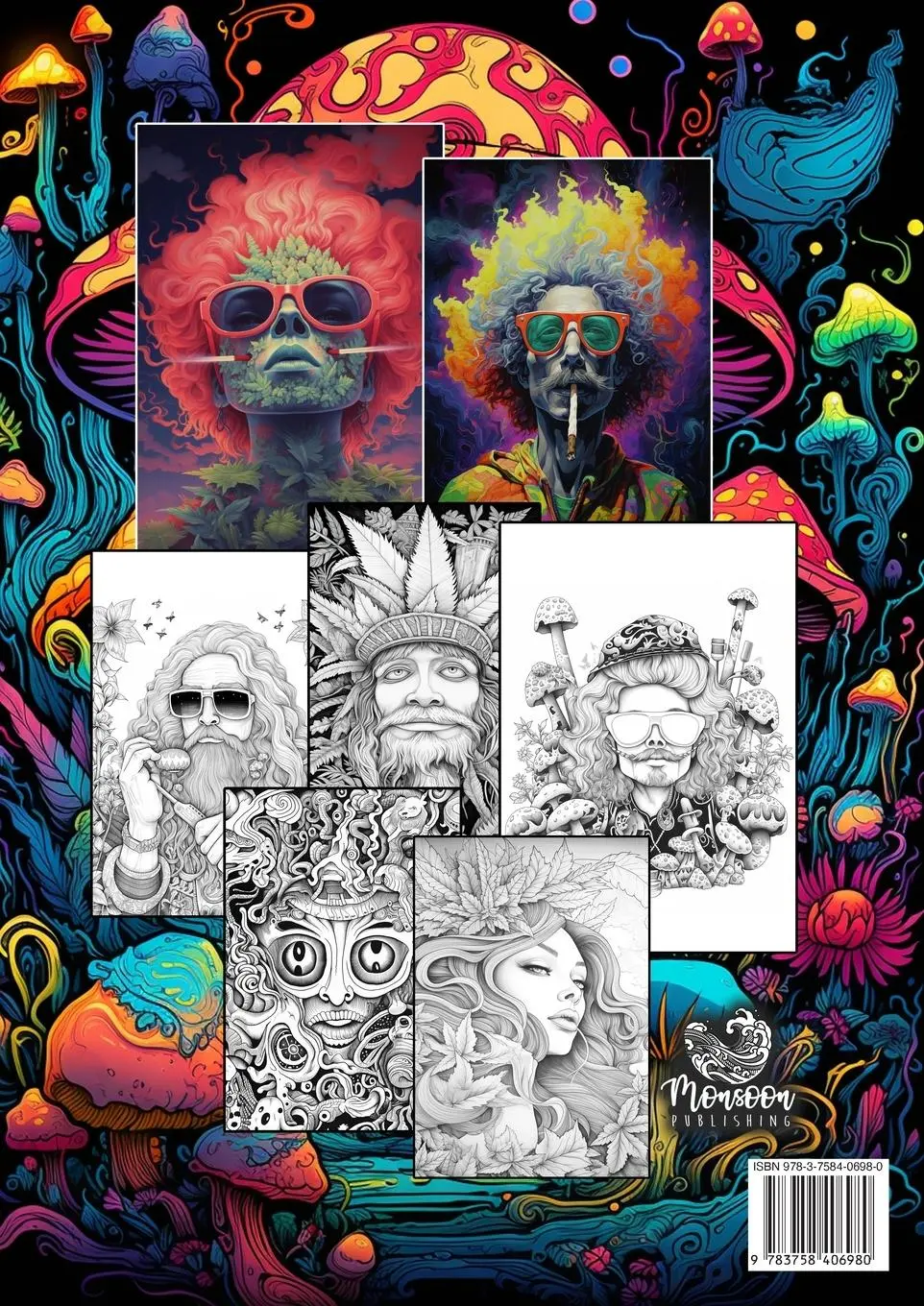 Rückseite: 9783758406980 | Stoned AF Coloring Book for Adults | Monsoon Publishing | Taschenbuch